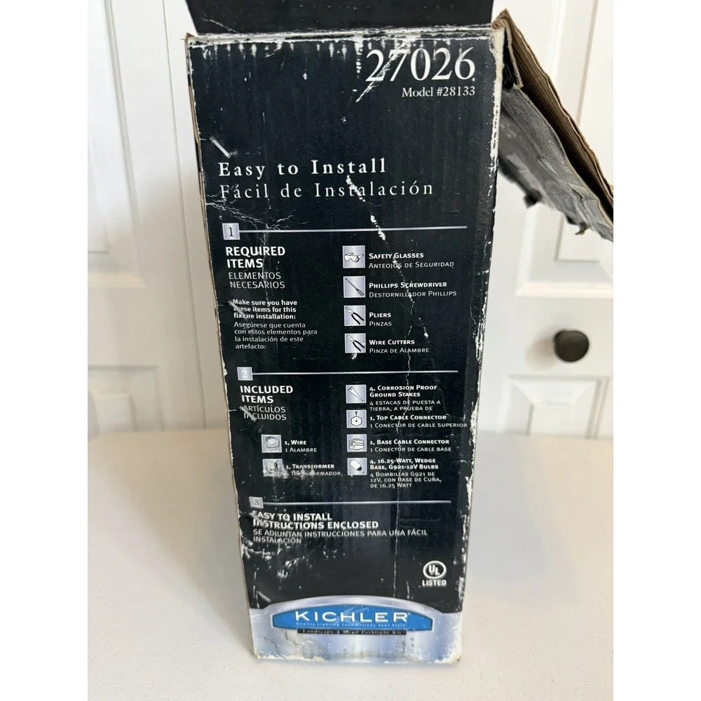 4 pack Kichler 28133 12 Volt LED‎ Path Light Olde Bronze Finish Etched Glass